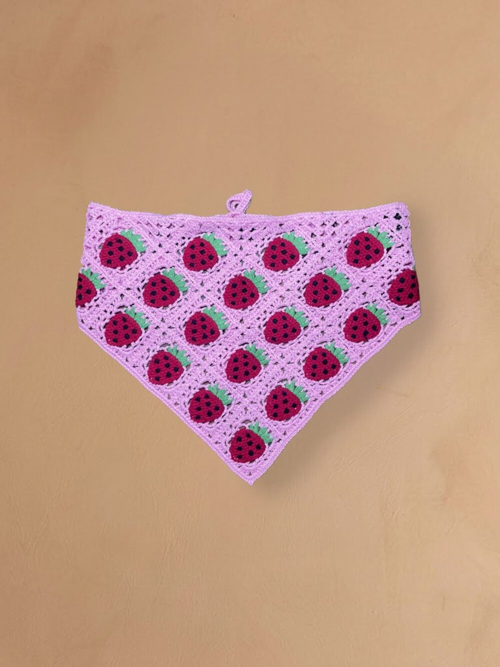 Pink Strawberry Crochet Handkerchief Top